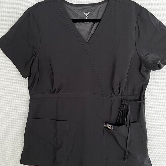 KOI Tech Womens Scrub Top Size Large Gray Nursing Medical‎ Drawstring waist - Picture 1 of 6